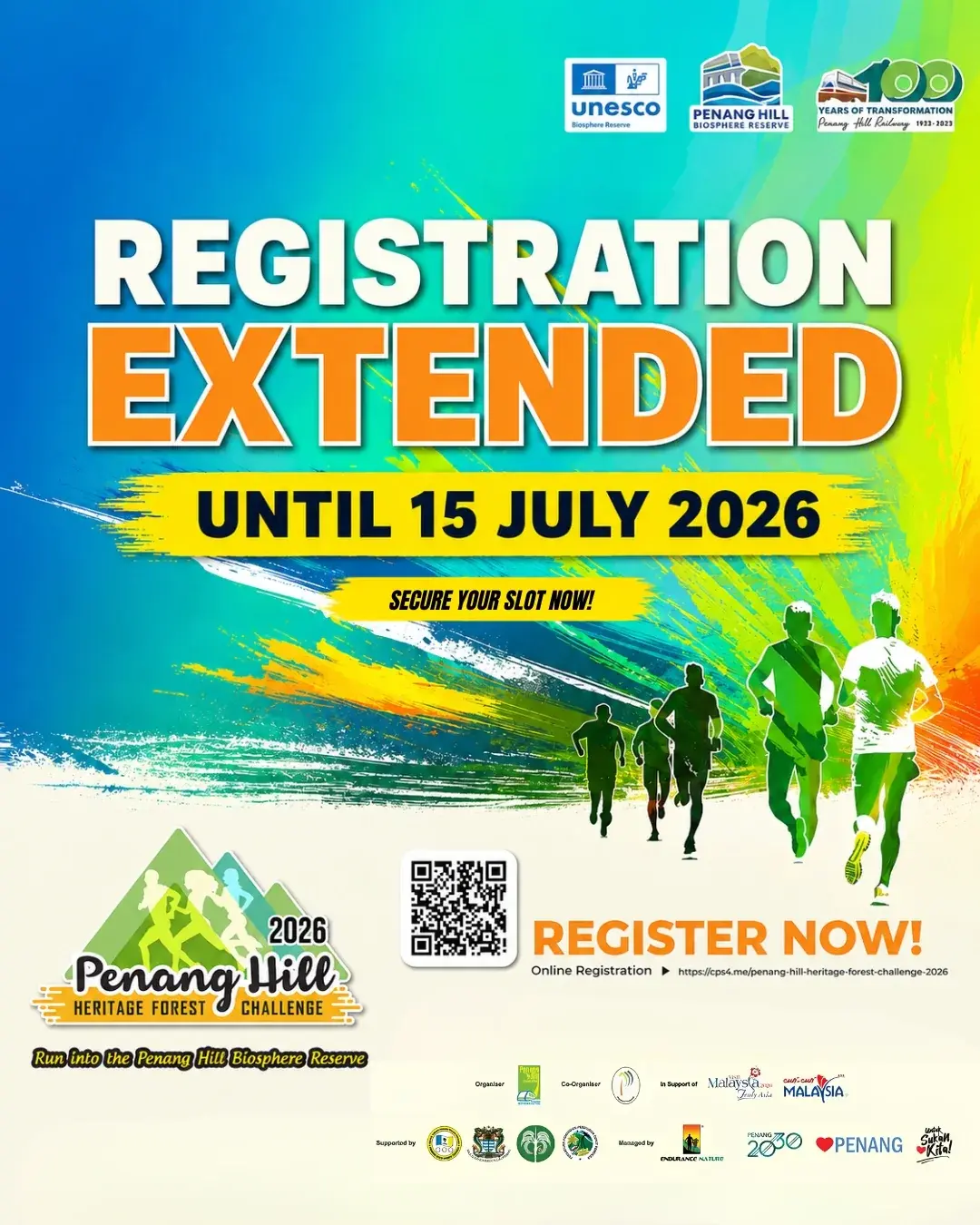 Registration extended until 15 July 2026 post with a QR code.